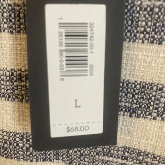 NWT- Banana Republic tweed striped sleeveless top - navy and white - size L - Picture 4 of 6